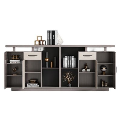 Mobiliário comercial Gabinete de escritório longo com design moderno e divisória de painel de madeira