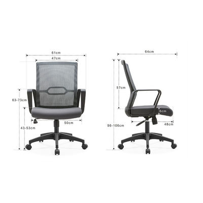 Cadeira de conferência sedentária confortável com design giratório e suporte lombar