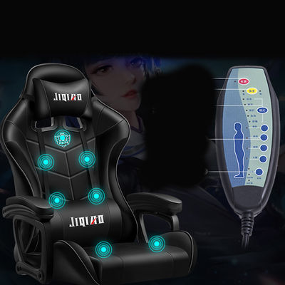 Assento giratório de escritório ou cadeira de jogos com suporte lombar ajustável em altura e apoio de cabeça