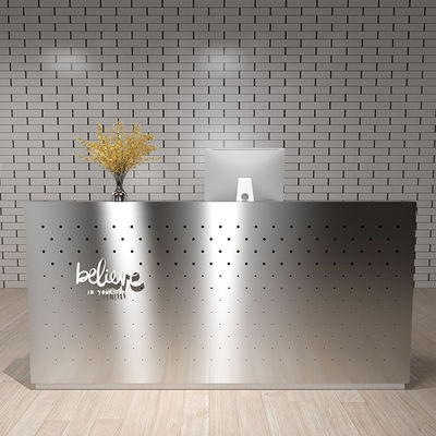 Mesa de recepção OEM com gavetas e armários feitos de placas de melamina MDF/MFC E1
