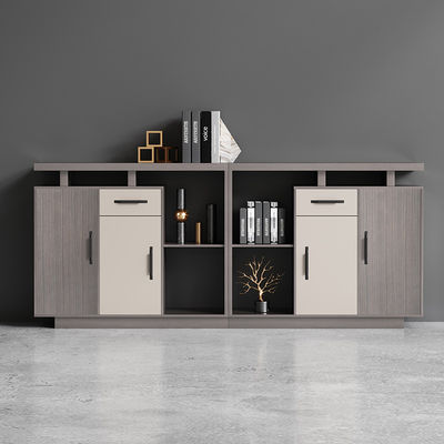 Mobiliário comercial Gabinete de escritório longo com design moderno e divisória de painel de madeira