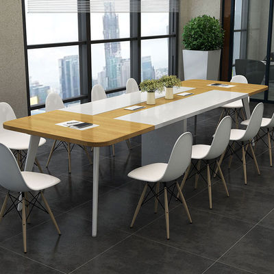 Moderna mesa longa simples estilo madeira PANEL mesa de conferências para estudo de formação da empresa