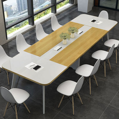 Moderna mesa longa simples estilo madeira PANEL mesa de conferências para estudo de formação da empresa
