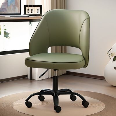 Cadeira de reuniões de computador ergonômica de estilo giratório executivo de couro PU com apoio de braço fixo