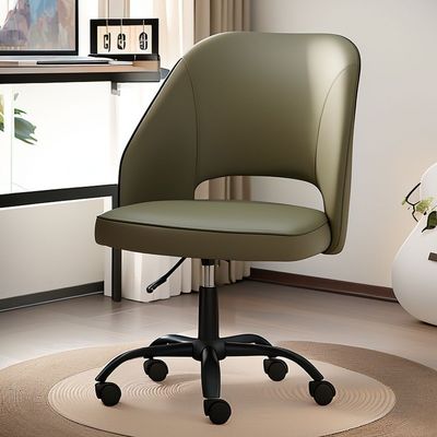 Cadeira de reuniões de computador ergonômica de estilo giratório executivo de couro PU com apoio de braço fixo