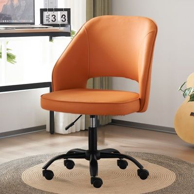 Cadeira de reuniões de computador ergonômica de estilo giratório executivo de couro PU com apoio de braço fixo