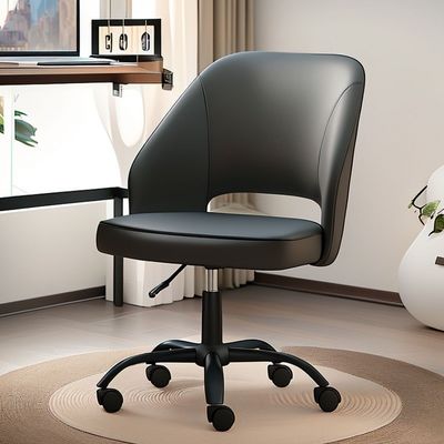 Cadeira de reuniões de computador ergonômica de estilo giratório executivo de couro PU com apoio de braço fixo