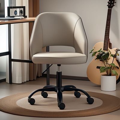 Cadeira de reuniões de computador ergonômica de estilo giratório executivo de couro PU com apoio de braço fixo