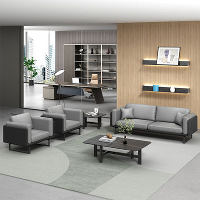 OEM Light Luxury Italian Modern Leather Sofa Coffee Table Set para Mobiliário de Escritório
