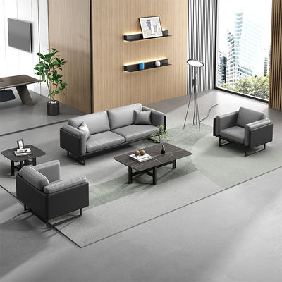 OEM Light Luxury Italian Modern Leather Sofa Coffee Table Set para Mobiliário de Escritório