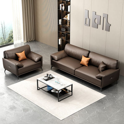 Sala de reuniões de escritório Sofá set 1 1 2 com mesa de chá em couro de design italiano