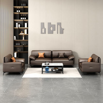 Sala de reuniões de escritório Sofá set 1 1 2 com mesa de chá em couro de design italiano