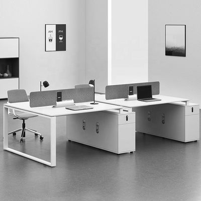Mobiliário de escritório Escritório de computador simples branco para 6 pessoas em locais de negócios
