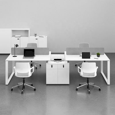 Mobiliário de escritório Escritório de computador simples branco para 6 pessoas em locais de negócios