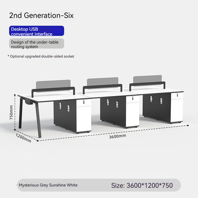 Mesa de escritório e cadeira de combinação de pessoal Design moderno para seis pessoas em comercial