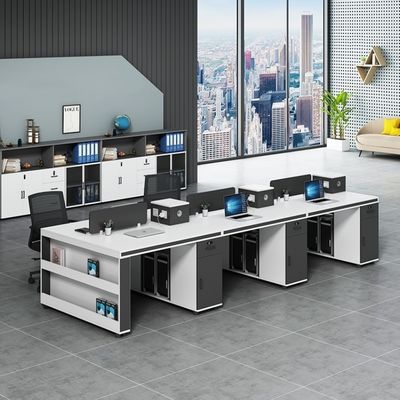 Estação de trabalho de escritório simples de design moderno com 2 4 6 cadeiras e combinação de secretária