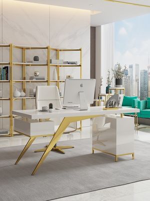 Mobiliário Comercial Design Moderno Luz Luxo Mesa de Chefe com Processo de Laca de Forno