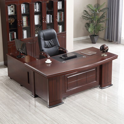 Conjunto de escritório executivo de madeira maciça para mesa e cadeira executiva em mogno vintage