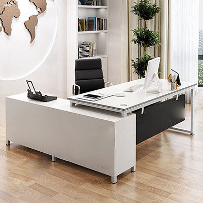 Moderno Modelo Simples Material MDF Forma L Chefe CEO Escritório Escritório Executivo Escritório com gabinete