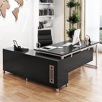 Moderno Modelo Simples Material MDF Forma L Chefe CEO Escritório Escritório Executivo Escritório com gabinete