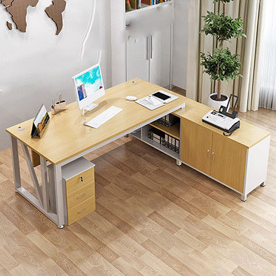 Moderno Modelo Simples Material MDF Forma L Chefe CEO Escritório Escritório Executivo Escritório com gabinete
