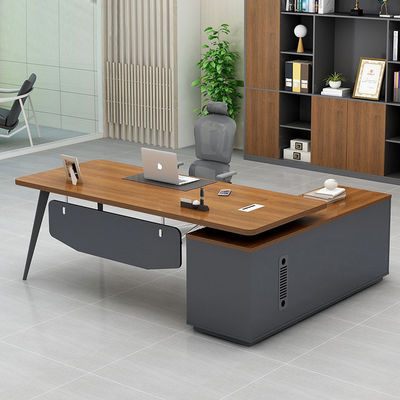 Mesa do presidente grande com arquivo de armazenamento gabinete painel mobiliário de escritório estilo madeira