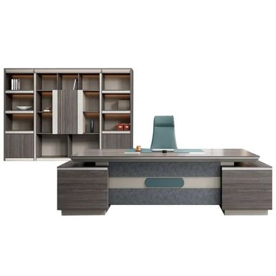 Cores personalizadas Moderno estilo simples L forma MDF Chefe CEO Escritório Mesa com gabinete