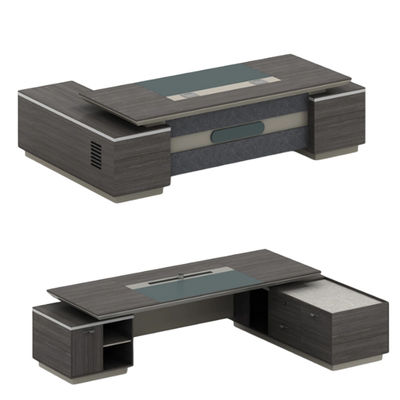 Cores personalizadas Moderno estilo simples L forma MDF Chefe CEO Escritório Mesa com gabinete