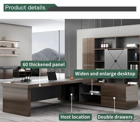 Cores personalizadas Luxo L Forma de mesa de escritório executivo de madeira para chefe gerente diretor