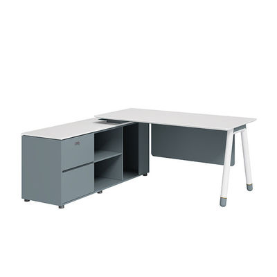 Mesa de escritório em madeira em forma de L para gerente executivo em cores personalizadas