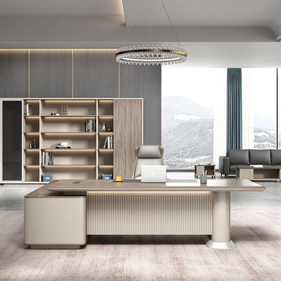 Escritório de computador moderno, impermeável, em forma de L, com design em madeira