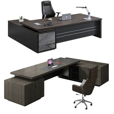 Mesa de escritório executivo grande com mobiliário comercial PANEL estilo de madeira e forma de L