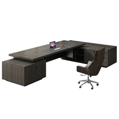 Mesa de escritório executivo grande com mobiliário comercial PANEL estilo de madeira e forma de L