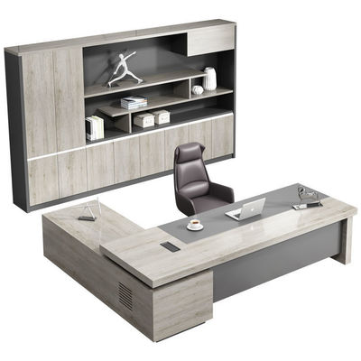 50 mm espessura mesa de luxo Moderno madeira em forma de L Chefe Gerente Diretor Mesa de escritório