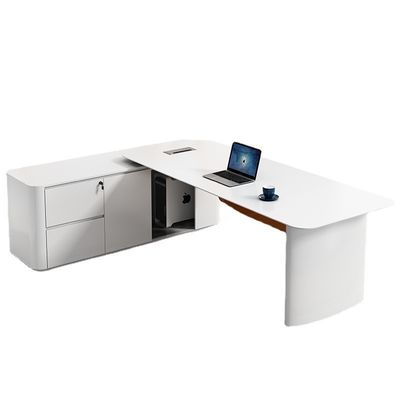 Design MDF material de barniz de cozimento escritório executivo em forma de L para o CEO escritório e cadeira