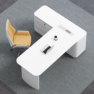 Design MDF material de barniz de cozimento escritório executivo em forma de L para o CEO escritório e cadeira