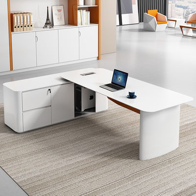 Design MDF material de barniz de cozimento escritório executivo em forma de L para o CEO escritório e cadeira