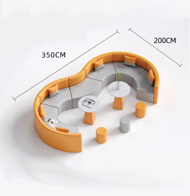 Mobiliário de escritório simples área de descanso moderna recepção sofá e S-forma de mesa de café