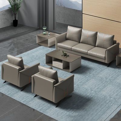 Sofá seccional de três lugares de estilo chinês mesa de café conjunto combinado para recepção de negócios