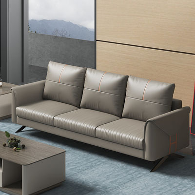 Sofá seccional de três lugares de estilo chinês mesa de café conjunto combinado para recepção de negócios