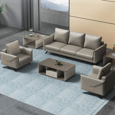 Sofá seccional de três lugares de estilo chinês mesa de café conjunto combinado para recepção de negócios