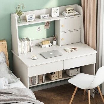 Estúdio estante de combinação escritório de escritório em casa com mesa multifuncional e design simples