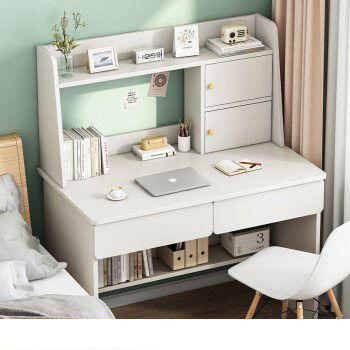 Estúdio estante de combinação escritório de escritório em casa com mesa multifuncional e design simples