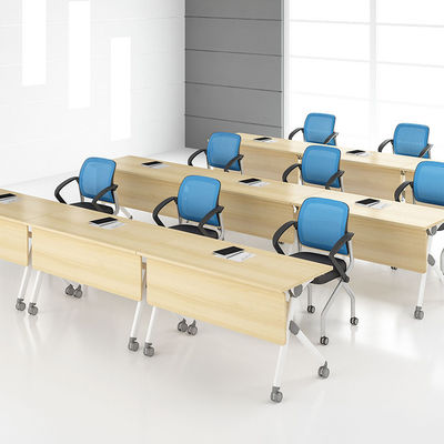 Mobiliário de escritório comercial Mesa de conferências de escritório de madeira para várias pessoas com pernas de metal