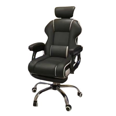 Cadeira de jogos ergonômica de couro de PU inclinável de 135 graus com apoio de pé em preto e rosa