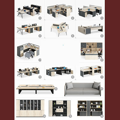Mobiliário comercial Estação de trabalho aberta modular Mobiliário de escritório com estante móvel