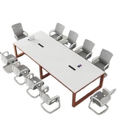 Tabela de conferência branca personalizável Tabela longa simples para negociação múltipla no escritório