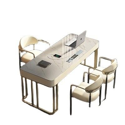 Mobiliário de escritório em mármore Mesa executiva em forma de L para mobiliário comercial