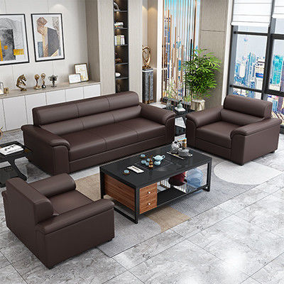 Conjunto de móveis de escritório e sala de recepção Sofá estilo chinês e mesa de café de couro Napa