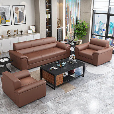 Conjunto de móveis de escritório e sala de recepção Sofá estilo chinês e mesa de café de couro Napa